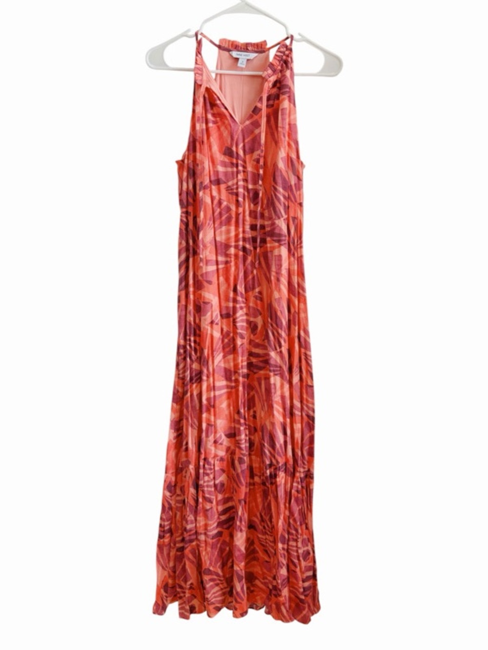 Lightweight Pink-Orange Printed Maxi Dress